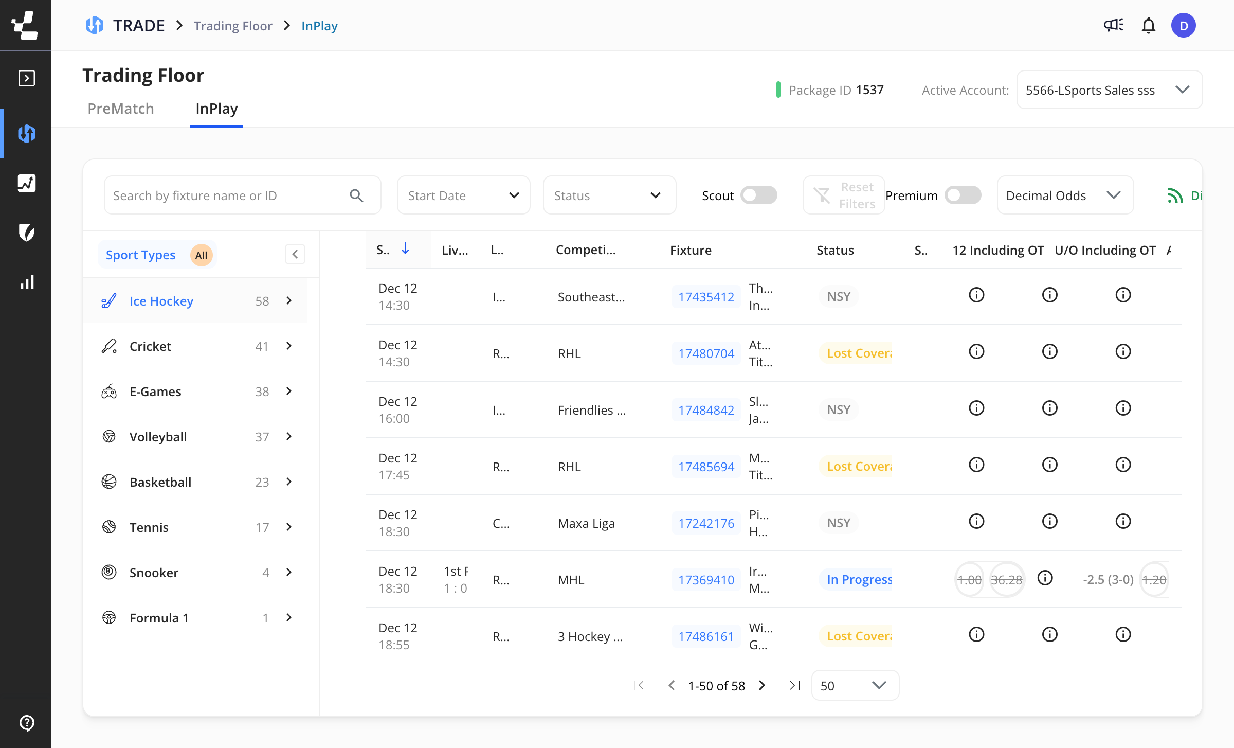 Trading Floor InPlay View
